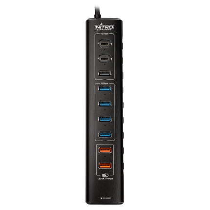 Nitro Concepts UH1, 10-Port Hybrid USB-Hub, USB 3.2
