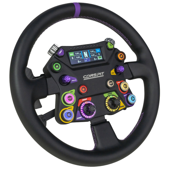 Conspit 310 APEX Steering Wheel, ARGB, 2.99" Display, Dual Paddles, Black, 310mm