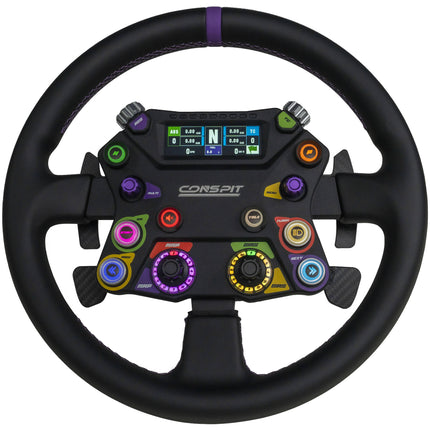 Conspit 310 APEX Steering Wheel, ARGB, 2.99" Display, Dual Paddles, Black, 310mm