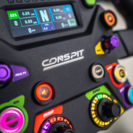 Conspit 310 APEX Steering Wheel, ARGB, 2.99" Display, Dual Paddles, Black, 310mm