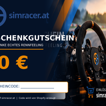 Simracing Geschenkgutschein 10 Euro von simracer.at mit Rennlenkrad