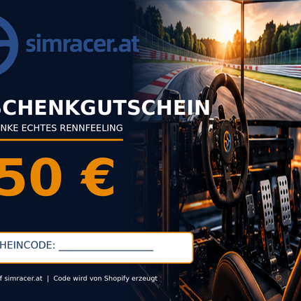 Simracing Geschenkgutschein 250 Euro von simracer.at für Rennsimulation