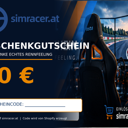 Simracing Geschenkgutschein 50 Euro von simracer.at mit Rennsimulator
